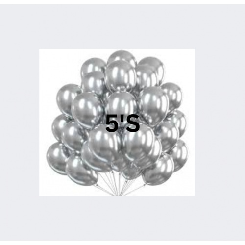 BALLOON METALLIC SILVER 5'S BALLOON METALLIC SILVER 5'S